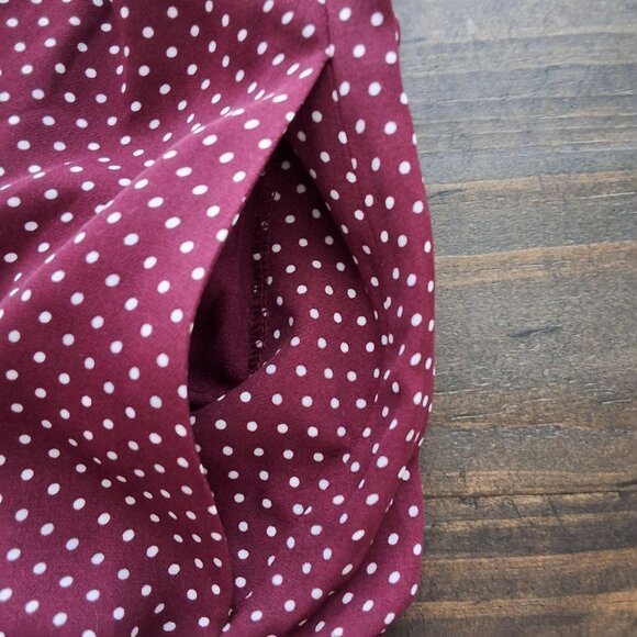 Lands End Burgandy Polka Dot Neck Tie Shift Dress Womens Sz O Fall Transitional - Picture 7 of 10